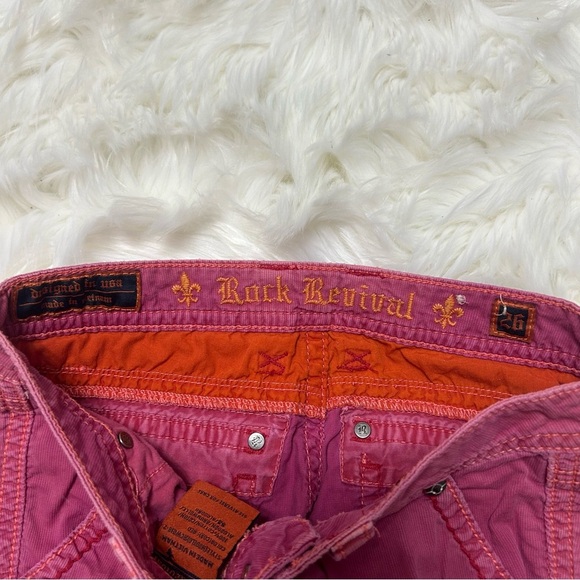 Rock Revival Red Casual Pants Relaxed Fit Cotton Capris A3 - Picture 6 of 10